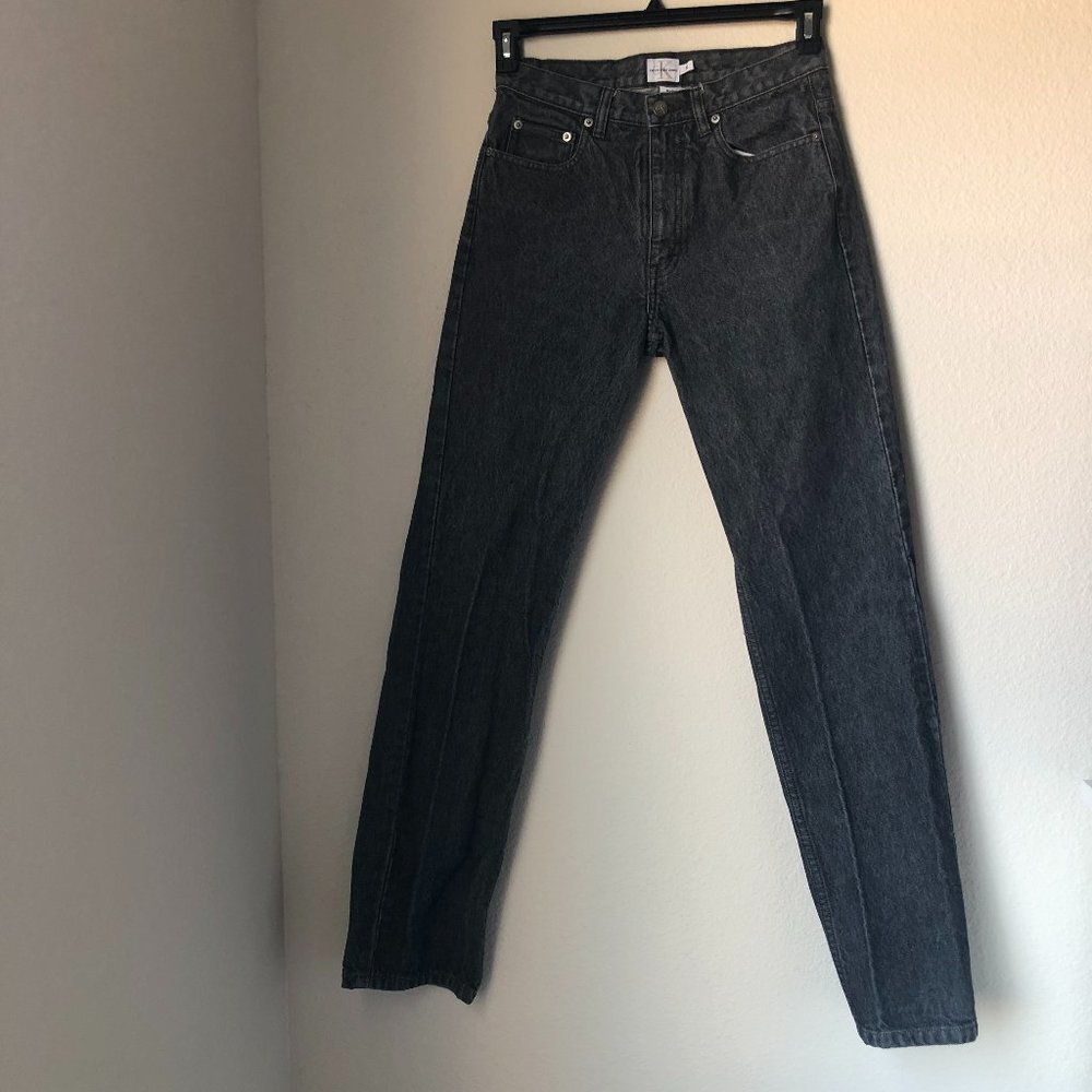 Calvin Klein Charcoal Gray Straight Leg High Rise Mom Jeans Size 5